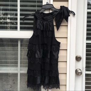 White House Black Market layered black blouse